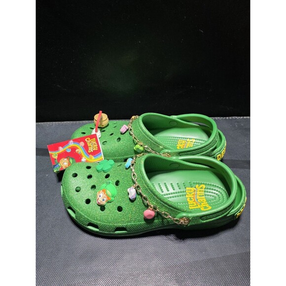 🍀 New CROCS Lucky Charms Clasic Clog Cereal Kelly Green Size Men’s 12 Jibbitz - Picture 10 of 15